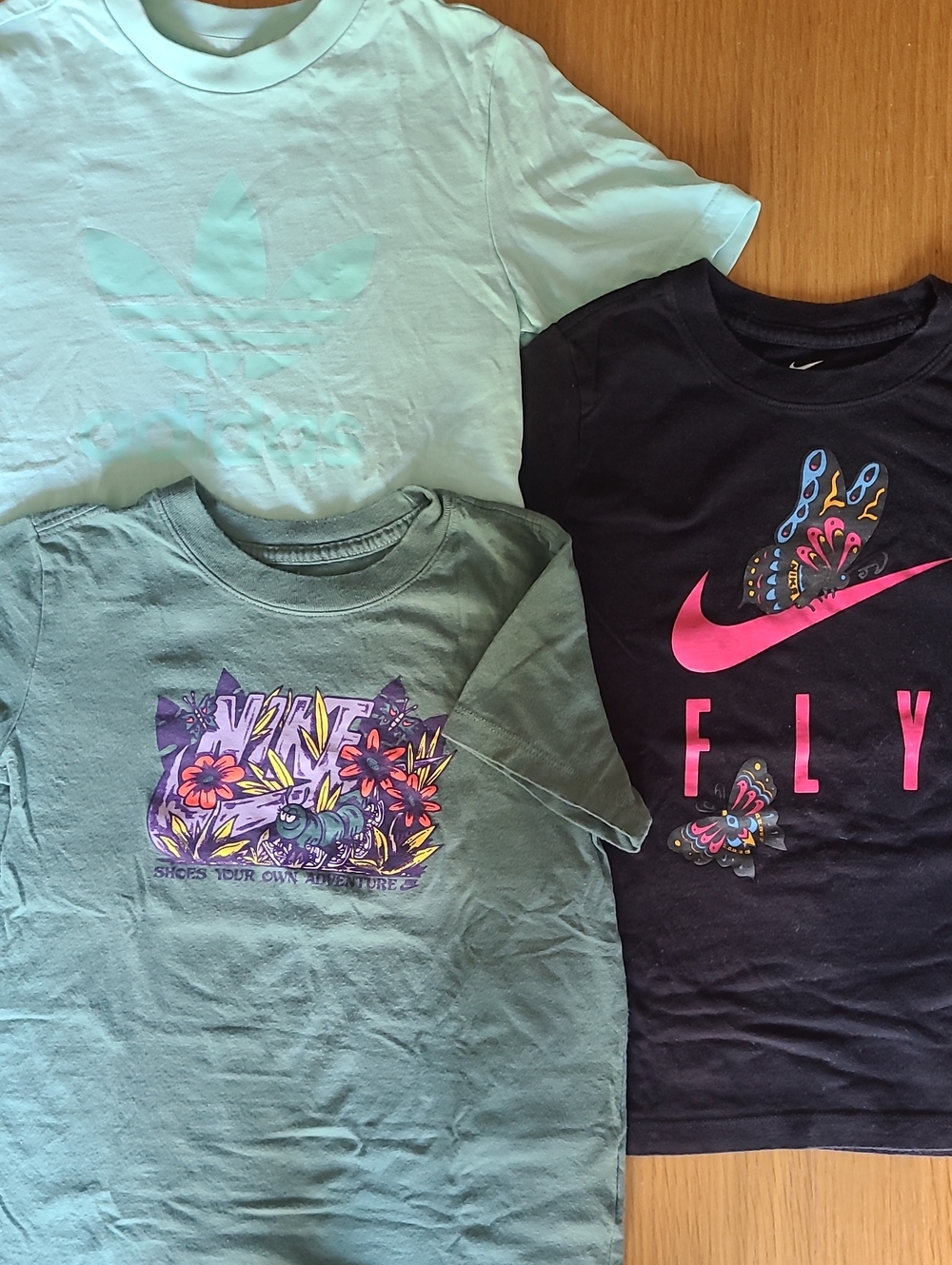Set of 3 Tees - Black Nike, Olive Nike, Light Green Adidas